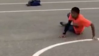 This Kid Got Crossed Up So Badly That He Slid Five Feet On Concrete