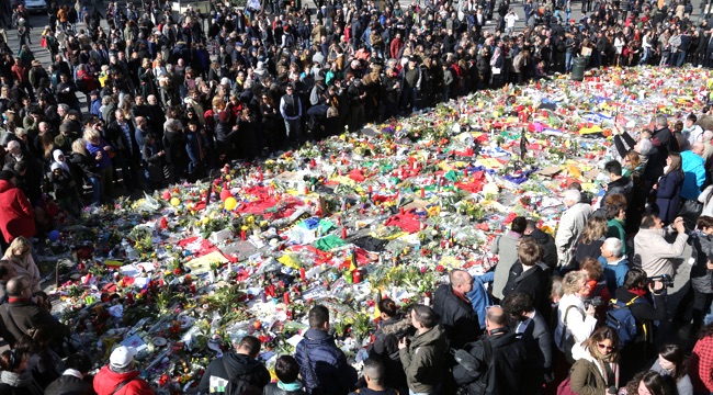 Cancelled March Fails To Deter Gathering At Place de La Bourse In Brussels