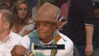 Cam Newton’s Pharrell-Style Hat Made Quite An Impression At The Lakers-Cavs Game