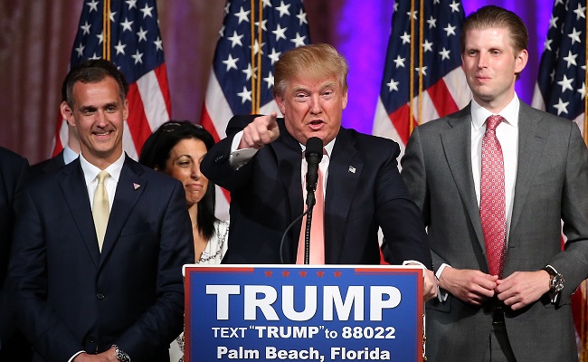 GOP Presidential Candidate Donald Trump Holds Primary Night Press Conference In Florida