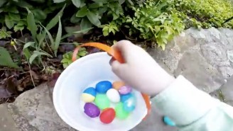 Parents Strapped A GoPro To Their Kid To Capture A Toddler’s Point Of View Of An Easter Egg Hunt