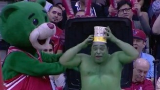 Watch A Shirtless Man Emerge From A Garbage Can During A Rockets Game