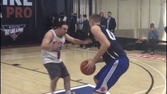 Kristaps Porzingis Goes One-On-One Against An Absurdly Goofy Darren Rovell