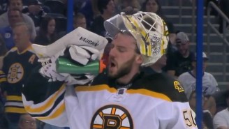 Water Bottles Can Be Really Complicated, As This Bruins Goalie Found Out