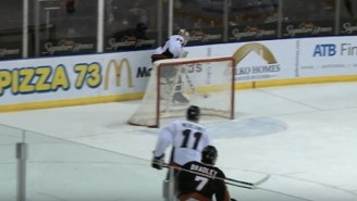 Watch This Hockey Goalie Snipe A Goal From Behind His Own Net