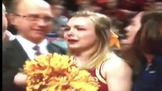 This Poor Iowa State Cheerleader Got Rocked In The Face By A Flying Basketball