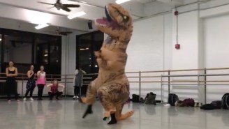 Who Wants To See A Man Wearing A T-Rex Costume Dance To ‘A Chorus Line?’