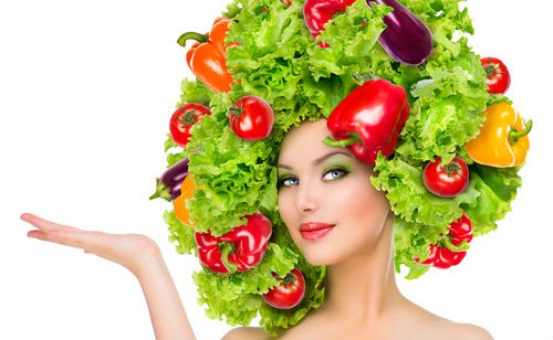 vegan study fruit veggie hair lady