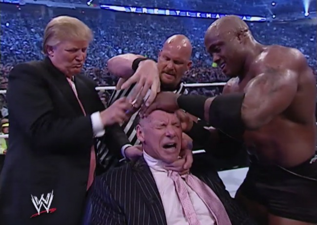 Donald Trump shaves Vince McMahon's head
