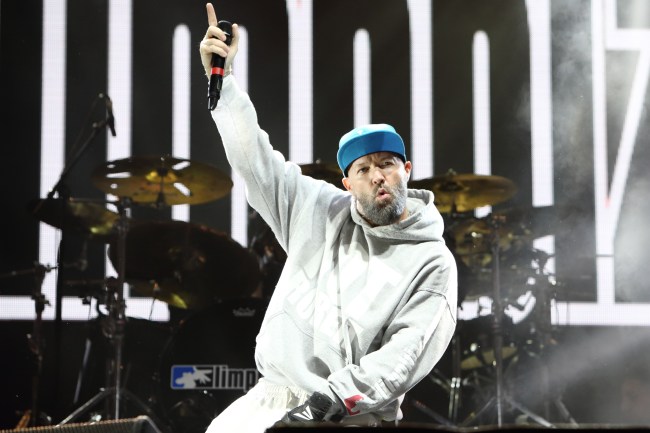 READING, ENGLAND - AUGUST 28: Fred Durst of Limp Bizkit performs live in stage on Day 1 of Reading Festival at Richfield Avenue on August 28, 2015 in Reading, England. (Photo by Burak Cingi/Redferns)