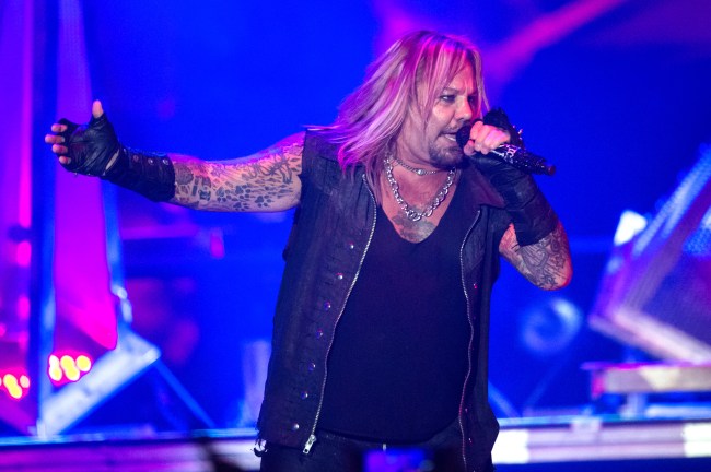 LONDON, ENGLAND - NOVEMBER 06: Vince Neil of Motley Crue performs at SSE Arena Wembley on November 6, 2015 in London, England. (Photo by Brian Rasic/WireImage)