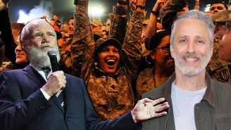 Jon Stewart And David Letterman Team Up To Entertain The Troops At The USO 75th Anniversary