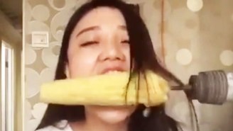 Everything Goes Wrong When This Woman Eats Corn On The Cob With A Drill