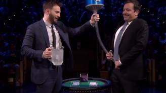 Chris Evans and Jimmy Fallon poured ice water down each other’s pants last night