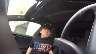 This Dad Totally Freaks His Son Out Using His Tesla’s Summon Feature
