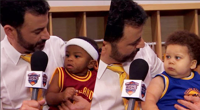 Jimmy Kimmel Baby Stephen Curry & Baby Lebron James 
