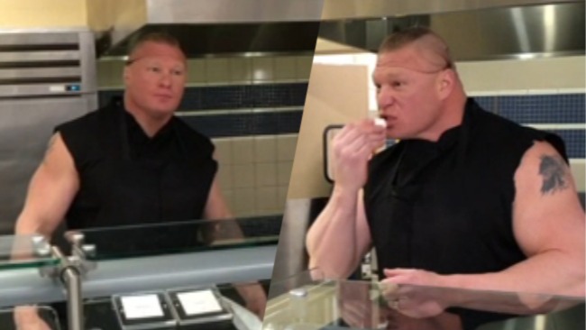 Watch Brock Lesnar Play Lunch Lady To These Hungry ESPN Employees