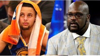 Shaq Took A Shot At Steph Curry’s MVP Season With This Shirt, But There’s One Big Problem