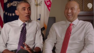 Watch President Obama Gleefully Laugh At Derek Jeter For Being Old