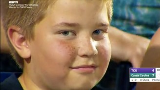 Watch This Hilarious Kid Make Sweet Love To ESPN’s Cameras At A College Baseball Game