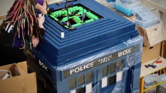 Guess how many Lego bricks are in this life-size Lego TARDIS