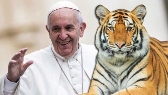 This Video Of The Pope Petting A Tiger Proves He’s A Total Bada**