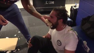 Seth Rollins, Xavier Woods And The WWE Roster Eat Cake Off The Ground To Celebrate ‘UpUpDownDown’