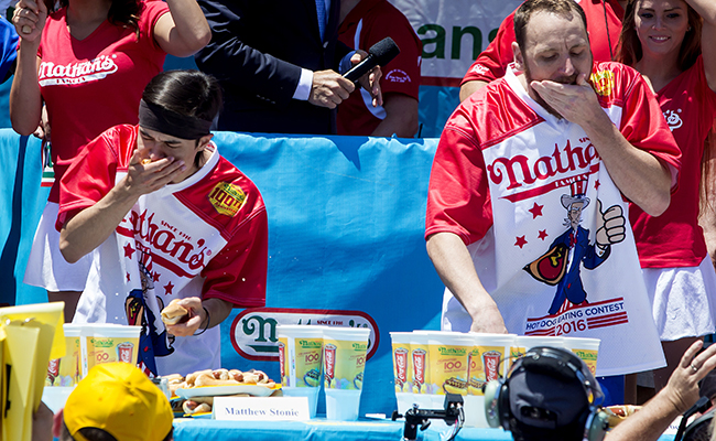 Professional Eaters Compete In Annual Nathan's Hot Dog Eating Contest