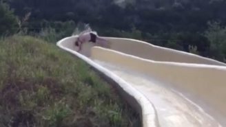 The Terrifying Video Of A Man Who Flew Off A Homemade Water Slide And Fell Down A Cliff