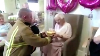 An 105-Year-Old Woman Asked For Hot Firefighters On Her Birthday And That’s Exactly What She Got