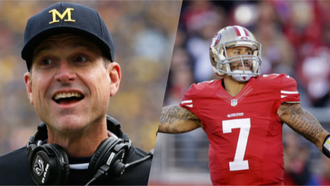 Jim Harbaugh Doesn't Support Colin Kaepernick Protesting The Anthem