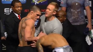 The First Ever Takedown Attempt At An MMA Weigh-In Just Happened And It Did Not Go Well