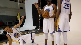 What Exactly Was Happening In These Pics Of Kevin Durant From Media Day?
