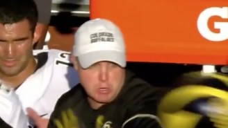 This Poor Colorado Trainer Took A Helmet To The Face From A Michigan Defender