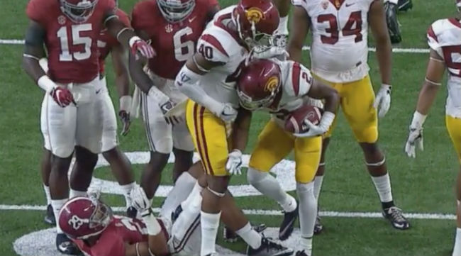 A Usc Player Got Ejected For Stomping On An Alabama Player's Nuts