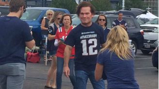 Wes Welker Was The Man Behind That Creepy Tom Brady Mask At A Pats Tailgate