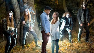A Couple Takes The Best Engagement Photos Ever After They Stumble Upon A Black Metal Band In The Woods