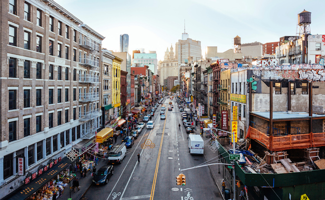 High angle view of Chinatown from Manhattan bridge