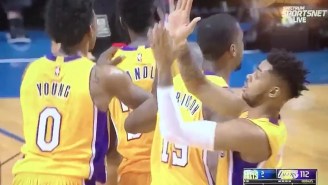 D’Angelo Russell Was Forced To Give Himself A High-Five After The Lakers Left Him Hanging