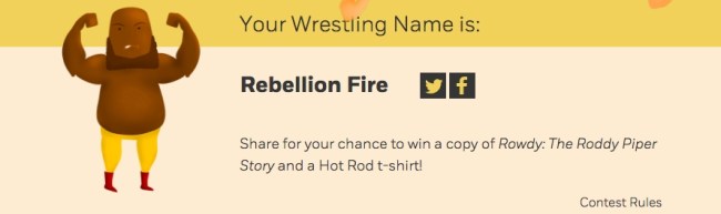 Pro wrestling name generator Rebellion Fire