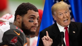 Buccaneers Receiver Mike Evans Sat During The National Anthem To Protest Donald Trump