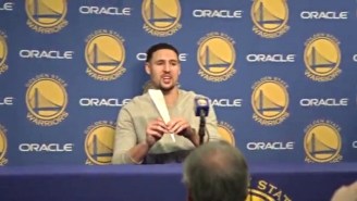 Klay Thompson Backed Up His Big Paper Airplane Talk By Flying One At A Press Conference