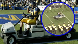 Marshawn Lynch Led Cal On The Field Riding A Cart To Celebrate His Bobblehead Day