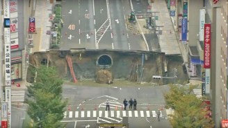 Here’s The Moment A Giant Sinkhole Swallowed A Japanese Intersection