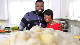 Watch 50 Cent Struggle So Hard While Cooking That He Can Barely Even Mash Potatoes