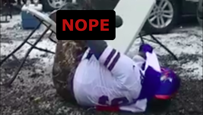 Buffalo Bills fan breaks his leg by jumping off a car roof onto a