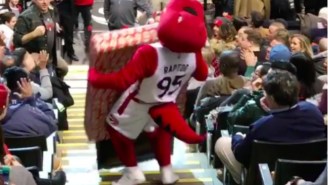 The Toronto Raptors Mascot Ruined A Fan’s Flatscreen TV In The Spirit Of Christmas