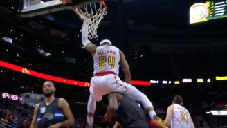 Kent Bazemore Landed On Serge Ibaka’s Shoulders After Finishing An Alley-Oop