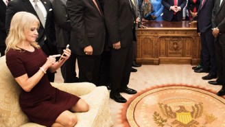 Kellyanne Conway Insists That She ‘Meant No Disrespect’ In The Oval Office Photo That Caused A Stir