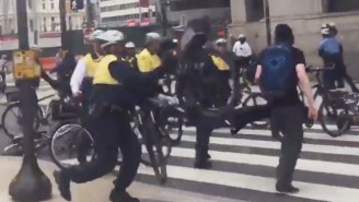 A Philadelphia Cop Was Caught On Camera Swinging His Bike At An Anti-Trump Protester